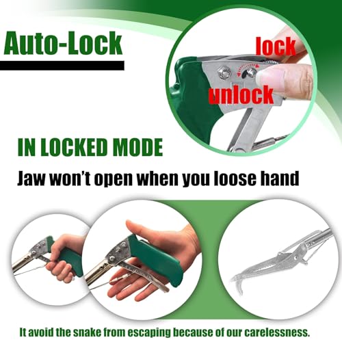 Image of IC ICLOVER Snake Tongs, Upgrade 60 Inch Extra Long Snake Grabber, with Hands-Free Flashlight for Night Using, Heavy Duty Reptile Snake Catcher Wide Jaw Handling Tool with Lock, Non-Slip Grip Handle