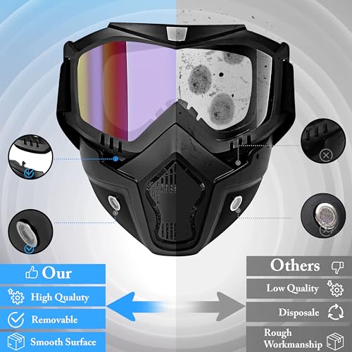 Eliane Goggle Mask Anti Scratch Uv Protective Face & Eyewear Windproof Dirt Shield with Soft Foam Padded Detachable Mouth Filter for Cycling Bike Off Road Racing Ride Unisex (Rainbow Visor), Erin 5 51tZMJ4kq6L