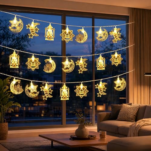 Image of 40 LED Star String Lights Battery Operated 20FT Star Mini Star Fairy Lights for Patio Garden,Wedding, Party, Home Decoration (Five-Combination)