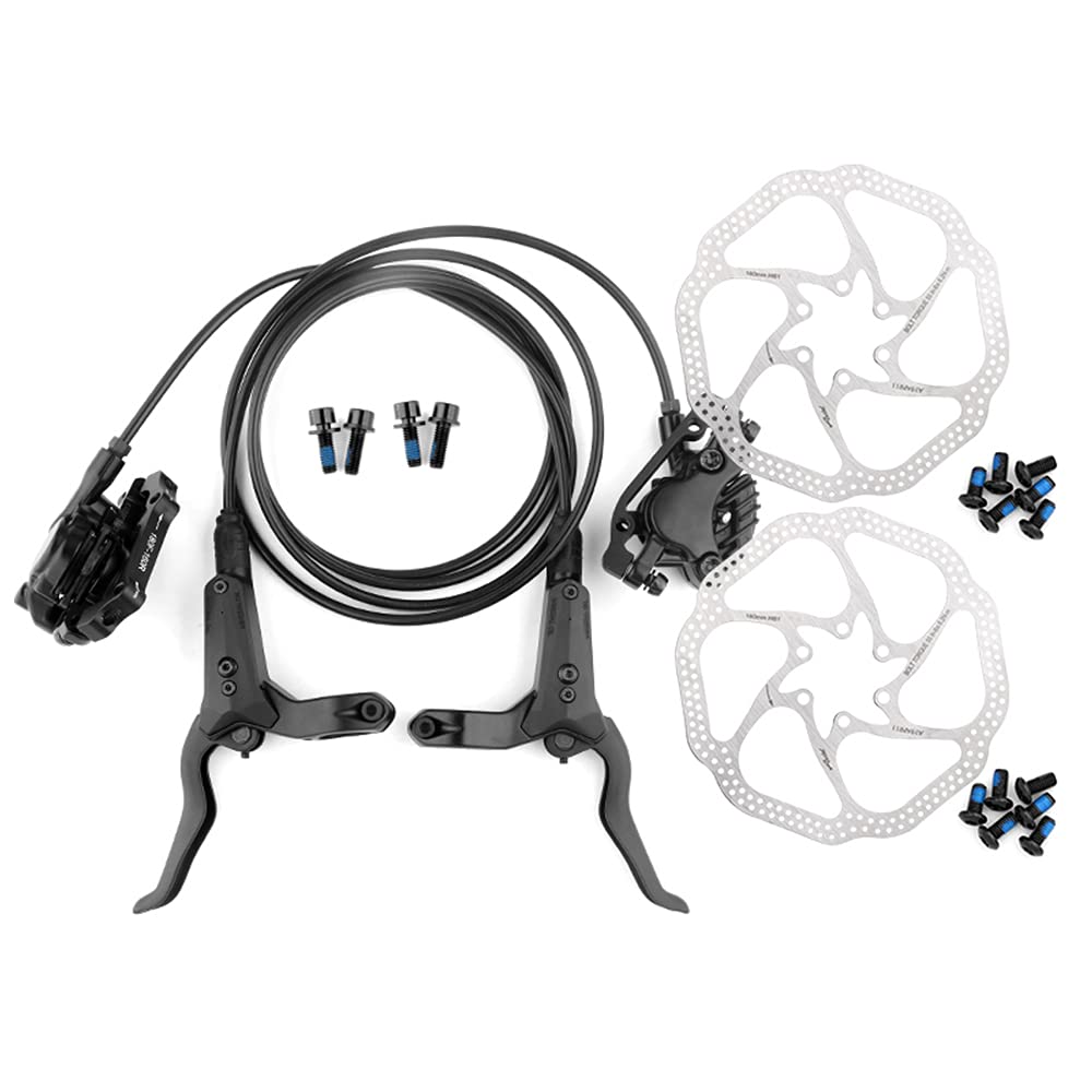 JFOYH Front and Rear Hydraulic Oil Disk Brake Kit with 160mm Floating Disc Rotor, Oil Disk Brake Set for MTB