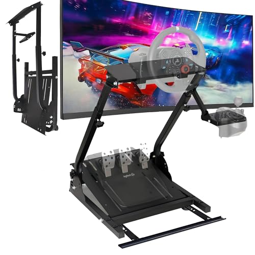 Soporte Volante Gaming Plegable V2 – Compatible con Logitech G29 G920 G923, Thrustmaster T150 T300 T500 TX TH8A, Fanatec Clubsport – Con Sujeción para Silla y Palanca de Cambios Ajustable