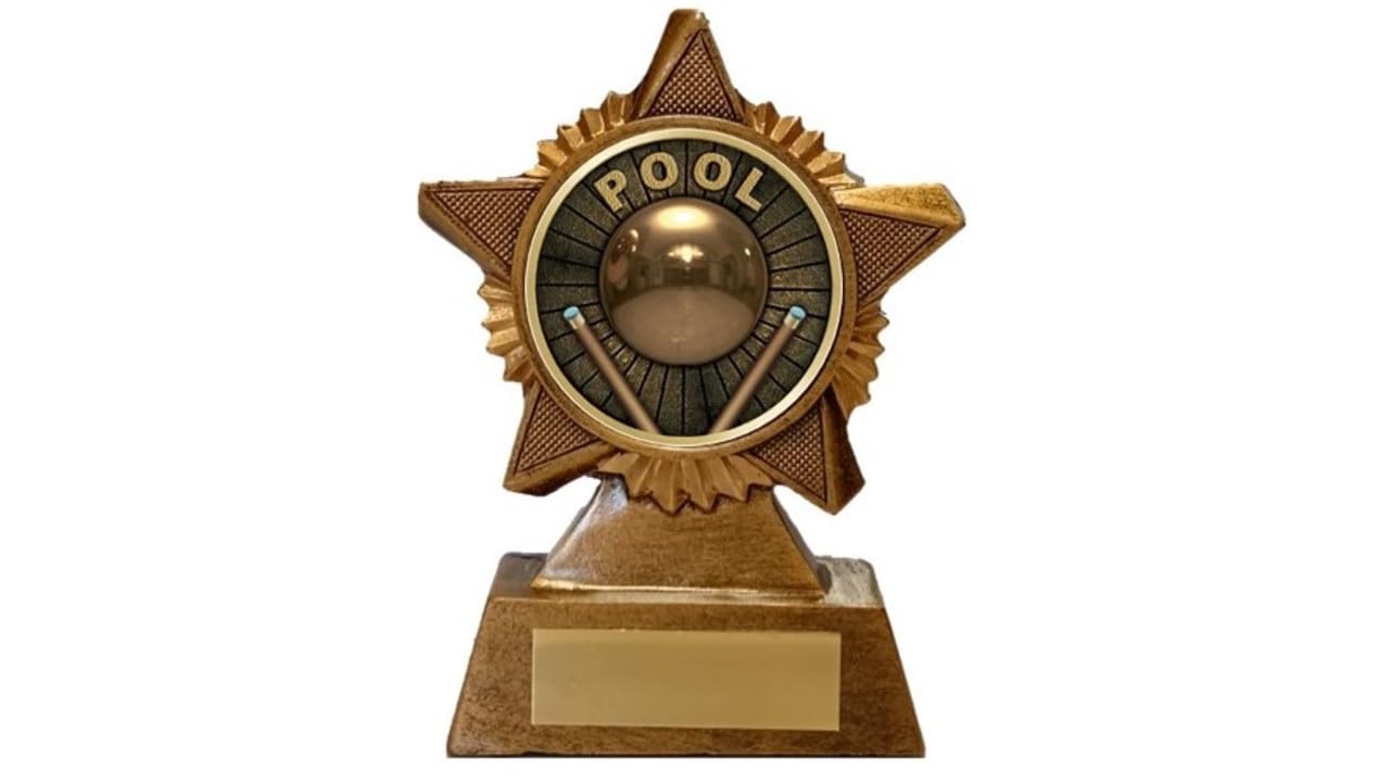 Troshow Antique Gold Pool Trophy Award Premier Star 120Mm Heavy Resin Free Engraving -Troshow1-Ag
