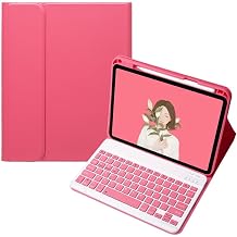 Keyboard Case Compatible with iPad Air 11 inch M3/M2 & Air 5th 4th Generation 10.9" & iPad Pro 11 4th/3rd/2nd/1st Gen Case with Detachable Cute Candy Color Keyboard,Begonia Red
