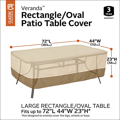 Classic Accessories 55-565-011501-00 Veranda Water-Resistant 72 Inch Rectangular/Oval Patio Table Cover thumb #2