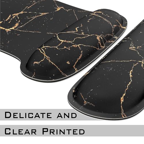 Image of Storite Mouse Pad Wrist Support, Memory Foam Keyboard Wrist Pad & Wrist Rest Set for Computer Keyboard for Easy Typing & Pain Relief for Office & Home (Black Marble Design)