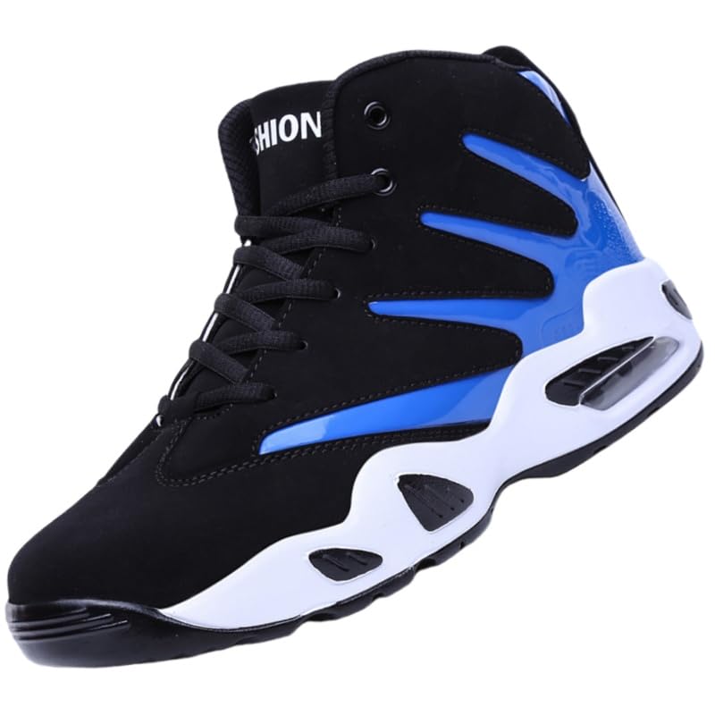 Men's Comfortable high-top Breathable Anti-Slip Shock-Absorbing lace-up Cushioned Basketball Sports Shoes, Suitable for Training, Running and Walking