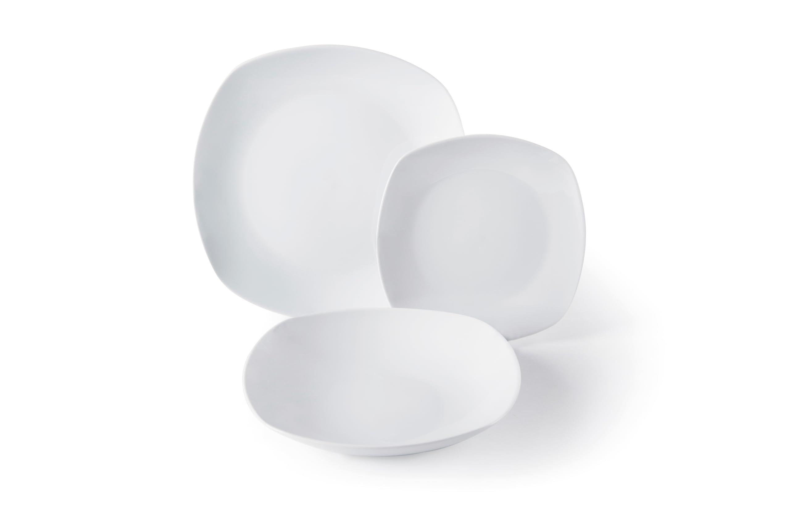Excelsa Square Servizio Tavola 18 Pezzi, Porcellana, Bianco