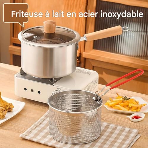 Poêle à Friture avec - Poêle à Frire avec Poignée Ergonomique | Cuisine en Acier Inoxydable pour Friture de Pommes de Terre, Poisson, Crevettes et Fruits de Mer – Image 4