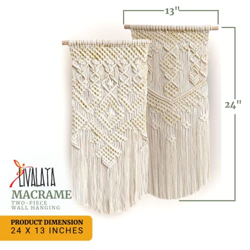 LIVALAYA Boho Macrame Wall Hanging Woven Decor, 24”L x 13”W, Set of 2, Beige wall decor Modern Bohemian Farmhouse woven wall hangings for House Apartment Dorm Room, Nursery, Geometric Aztec Décor - Image 6