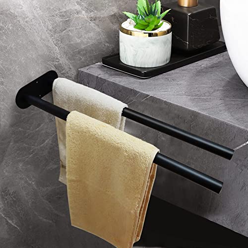 Toallero sin taladrar, color negro, toallero de baño de acero inoxidable, autoadhesivo, barra de toalla de pared, barra de toallas, color negro mate 39 cm Cover