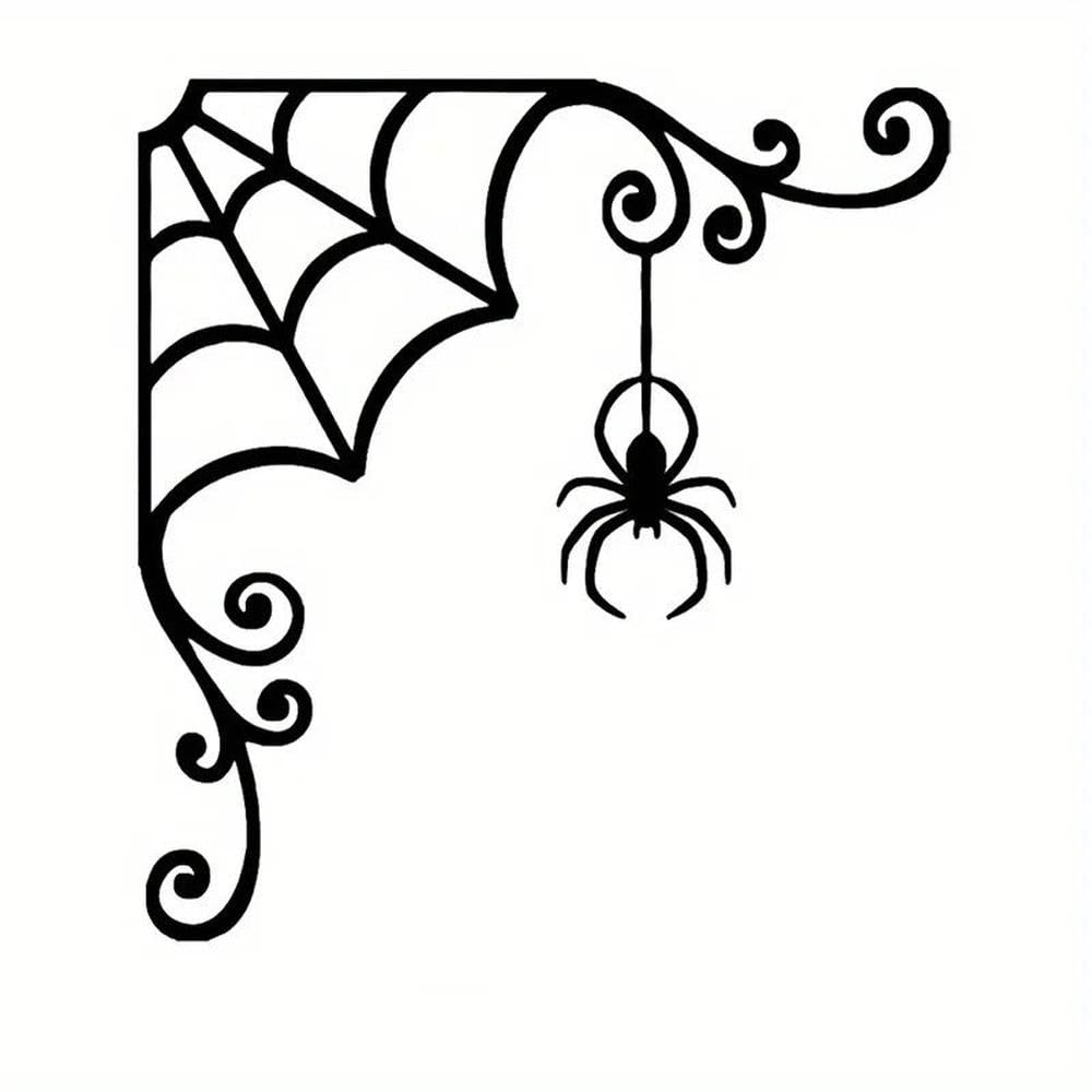 Auto Accessory Spider Web Corner Vinyl Decal Halloween Decor Sticker for Cars Trucks Laptops(Black)