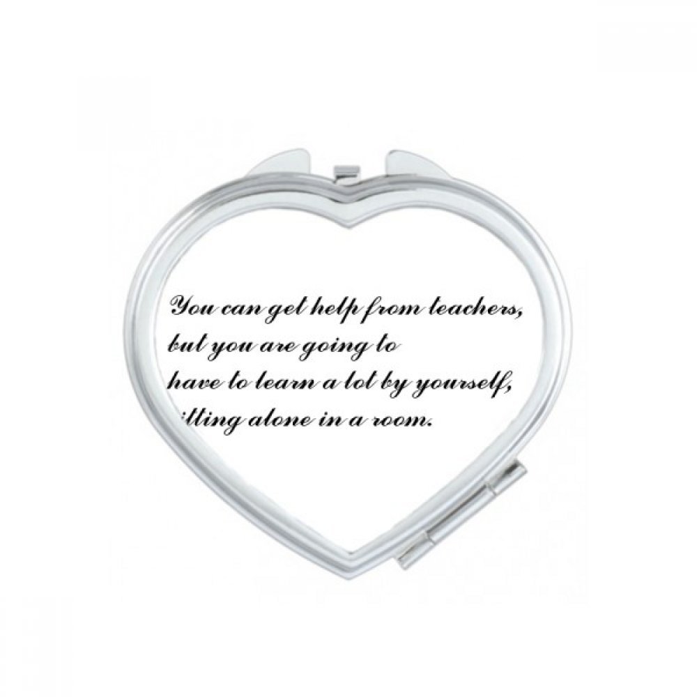 Miroir de poche mignon avec citations de progrès rapides pour maquillage quotidien nomade