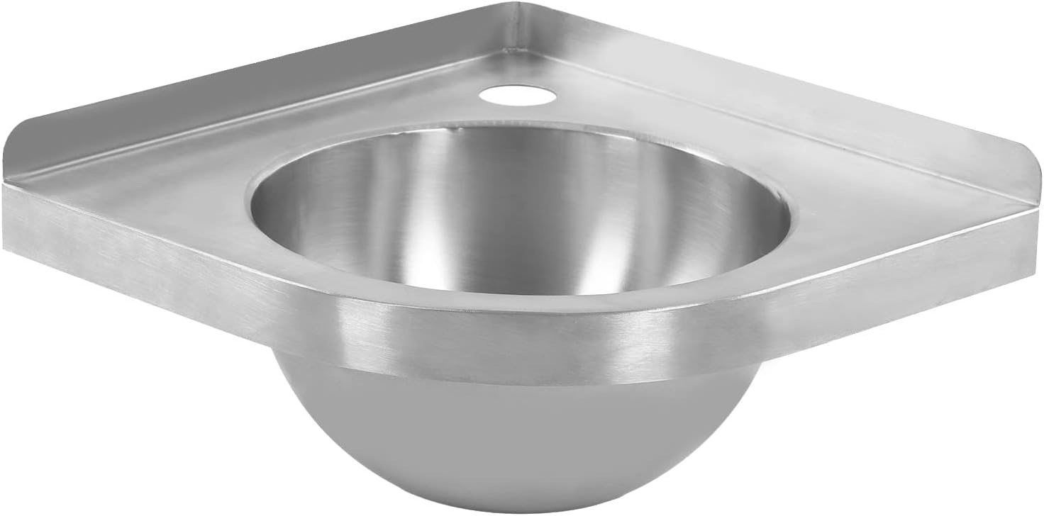 Zerodis Corner Basin Sink 304 Stainless Steel with Seamless Design Ideal for RVs Caravans Compact Kitchen and Bathroom Use 12 X 12 X 5.1 Inches