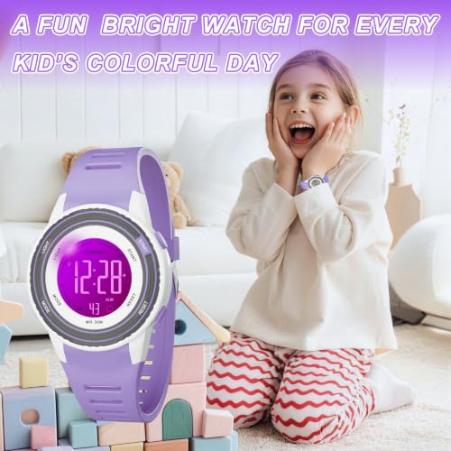 Image of Kids Digital Analog Watches for Girls Boys, 7 Color Lights Waterproof Cute Wristwatches for Kids with Alarm Stopwatch, Great Present for Girls Boys Ages 5-13