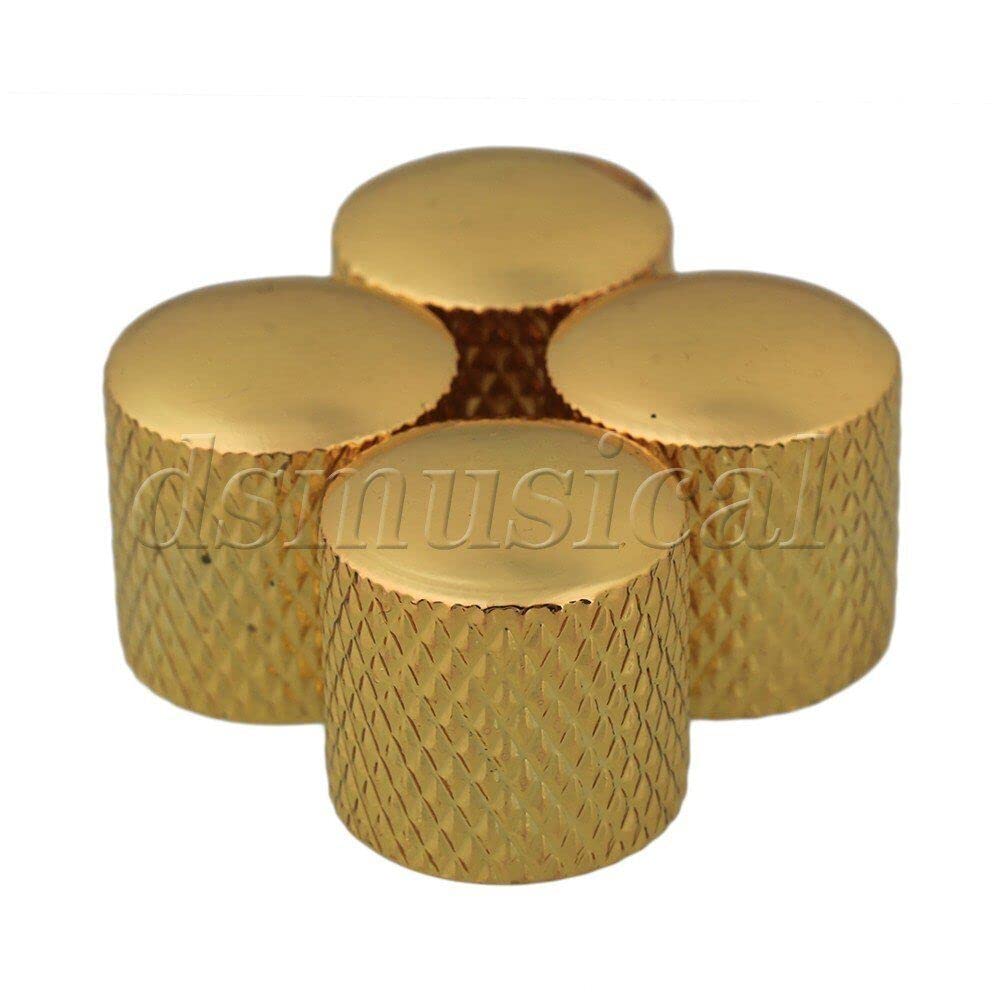 4X Gold Dome Knobs for Guitar Bass Push On Plastic Insert