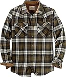 Legendary Whitetails Mens Shotgun Western Flannel Shirt, Brownstone Charcoal Plaid, Large