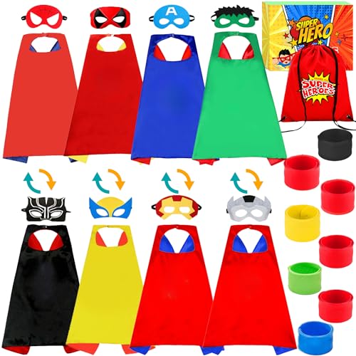 Chennyfun Costume da supereroe per bambini, 4 mantelli da supereroi
