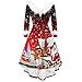 Alueeu Weihnachten Kleider Damen Party Elegant: Weihnachtsmann Kostüm Samt Kleid Miss Schulterfreies Kleid Santa Claus Weihnachtsfrau Kostüm Langarm Weihnachtskleider Langarm Midi Kleid Tunika