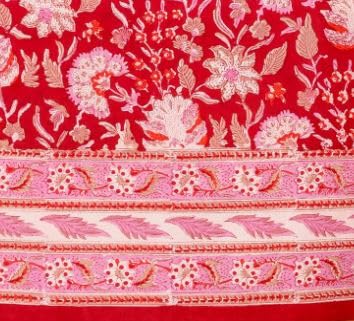 DecorAvenue Hand Block Printed Table Cover - Exquisite Design, Premium Cotton Fabric, Perfect for Dining and Decor, Dining Table Linen(Cherry Red,8 Seater 70 x 108 Inches Rectangle) โ image 1