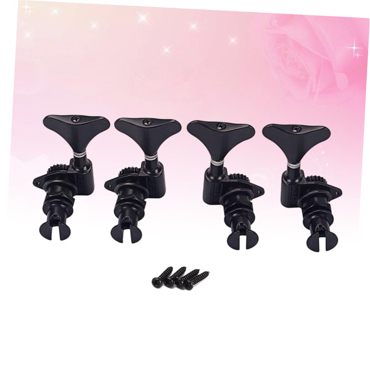 Meccaniche Sigillate per Ukulele Acustico 4 Pezzi in Metallo Nero | Modello GC117 2L 2R, Kit di Montaggio Ferrule e Viti, per Sostituzione e Messa a Punto su Ukulele Bassi