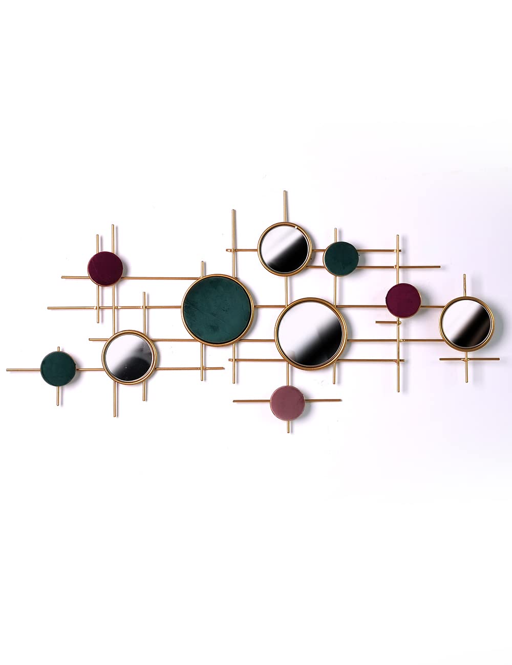 HONCOEN Metal Wall Decor 3D Wall Art Sculpture Modern Home Gifts Indoor Arts Crafts With Mirror 77x38cm