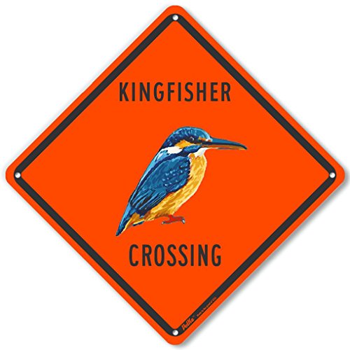 Panneau Kingfisher Crossing orange pour chemin de campagne