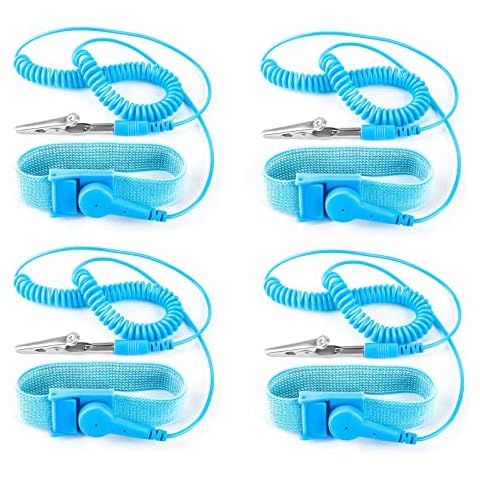 Rmeet Antistatik Armband,4 pcs Antistatische Handgelenkschlaufe Erdungsarmband ESD-Armbänder Erdungsband mit Erdungskabel und Krokodilklemme verhindern Aufbau Statischer Elektrizität Cover