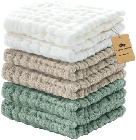 Cuddle Campus Baby Washcloths 6 Packs, Muslin Washcloths Baby,Cot...