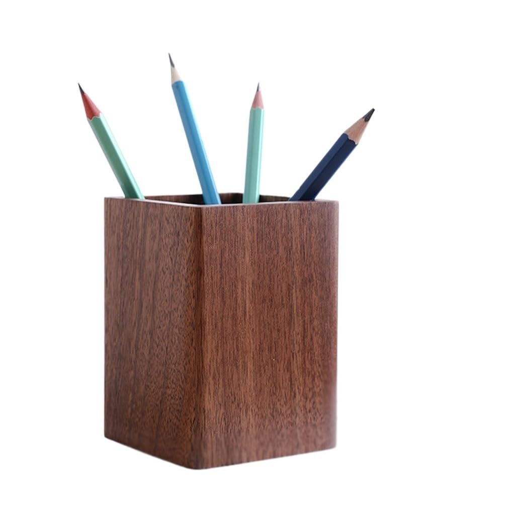 Organiseur de bureau en bois massif porte-stylo créatif et zen
