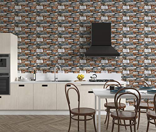 Image of DWELLSINDIA Old Stone Bricks Self Adhesive Peel and Stick PVC Wallpaper Waterproof, Scratch Resistant, Laminated (41CM X 244CM, Multicolor, Matt)
