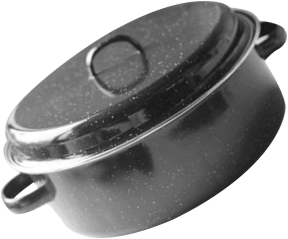 24cm Enamel Roasting Pan with Dual Handles for Kitchen Cooking