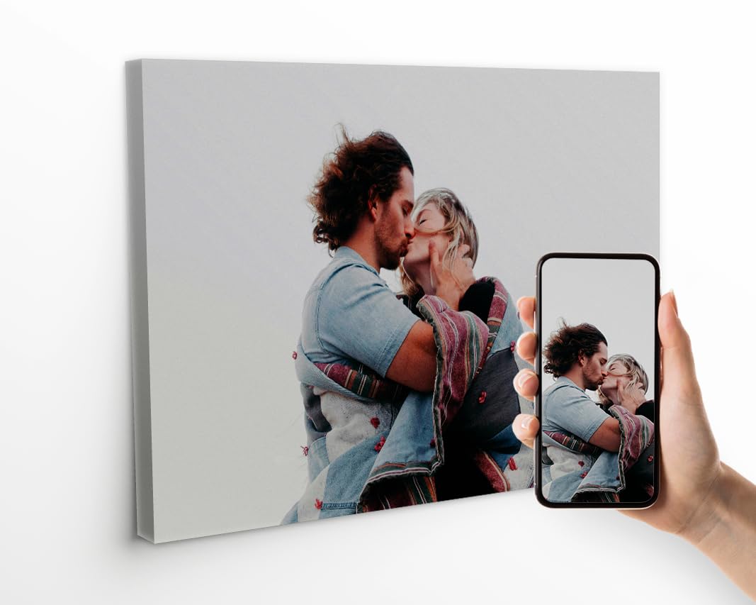 REGALOCREATIVO Lienzo Personalizado con Foto. (70 x 50 cm) 20 Tamaños Disponibles, 100% Personalizable, Bastidor de Madera. Regalo para Bodas, Cumpleaños, San Valentín y Aniversarios