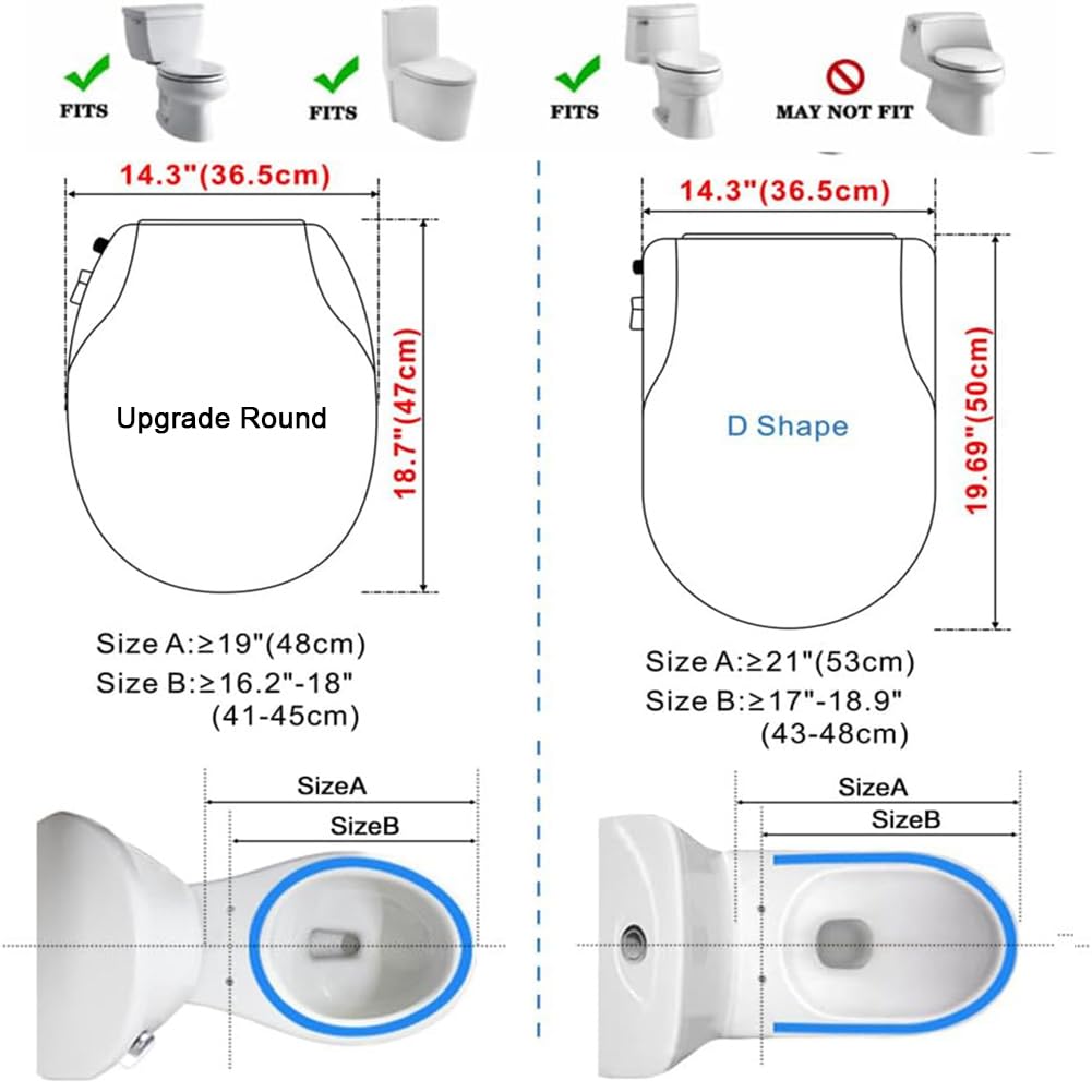 Sedili per bidet per WC non elettrici con doppi ugelli autopulenti, separati e femminili, spray d'acqua naturale, sedile WC chiuso morbido, facile installazione (rotondo