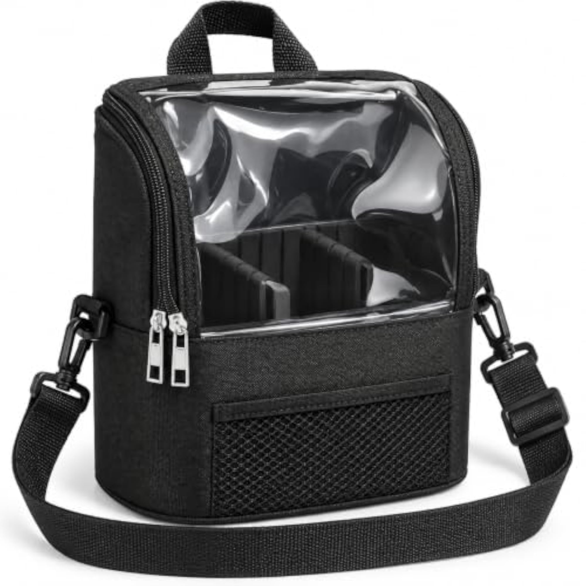 Makeup Pouch Bag with Clear Panel and Adjustable Dividers