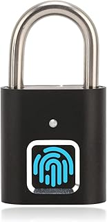 Fingerprint Padlock, Smart Keyless Lock with Finger Print Recognition Security Touch Anti Theft Padlock, USB Charging, Waterproof Mini Fingerprint Lock for Gym Locker, Suitcase, Cabinet Box