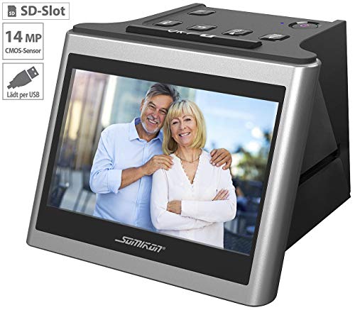 Somikon Diaprojektor: Stand-Alone-Dia- & Negativscanner, 5/12,5 cm IPS-Display, 22 MP, HDMI (Digitalisierer, Diascan, Foto Digitalisierung)