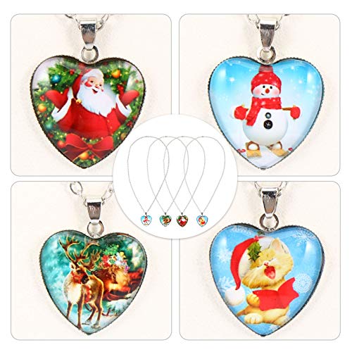 4 peças elegantes de pingentes de pescoço em forma de coração, joias de pescoço de desenho animado e