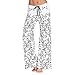 Produktbild TWIFER Damen Geometrie Druck Kordelzug breites Bein Hose Leggings (S, Weiß)