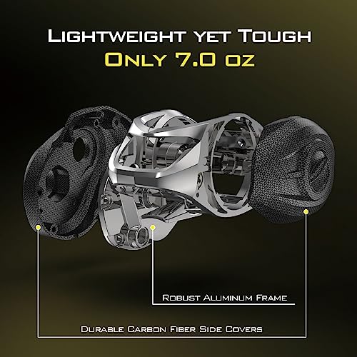 KastKing Carretel de pesca Skeet Reese Ícone Baitcasting, moldura de alumínio de 200 ml, proporção d