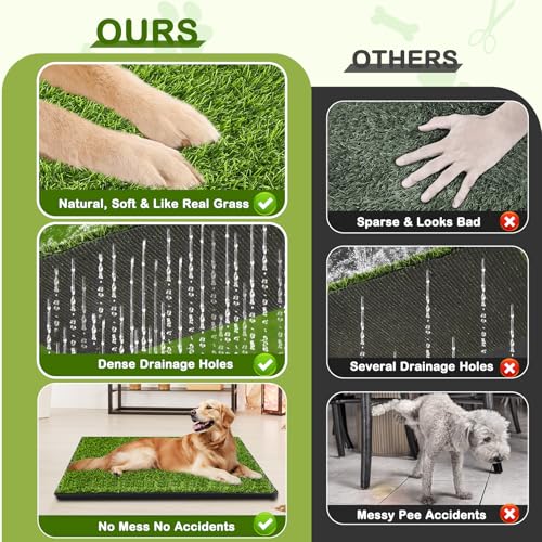 Dog Grass Pad with Tray, 23''X17'' Small Artificial Turf Grass Potty, Reusable Puppy Pee Pads for Dogs, Portable Dog Litter Box for Indoor/Outdoor Potty Training Toilet by HURENTEK - Image 6