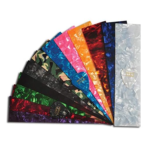 DIY Guitar Pick Punch Sheets - 25 Pcs - Musicians Recommended Light, Medium and Heavy Celluloid Guitar Pick Strips - 12 Stunning Colors to Create Customized Guitar Picks with Any Picks Maker
