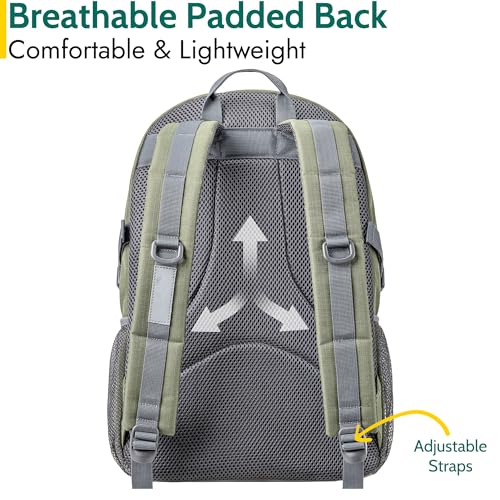 Trail Aspen 30L Day Pack Backpack for School Work Hiking Camping Travelling, Breathable Padded Back & Straps, 3 Zip Compartments, Internal Pockets, Bungee Cords, USB/Headphone Port, Water Resistant - Image 5