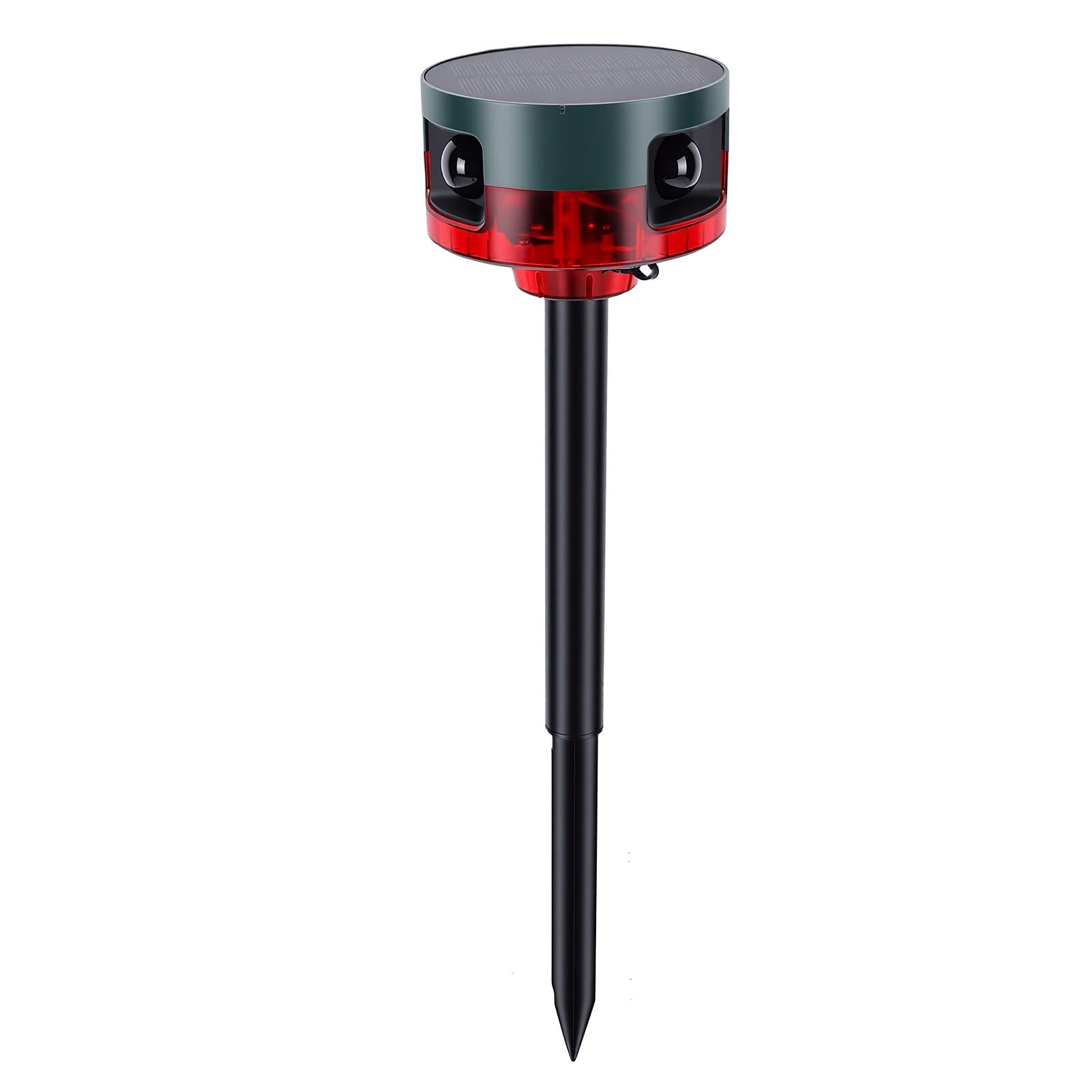 Gonetre Alarma Solar con Sensor de Movimiento, Sirena de 130 DB con Luz | 13 Sonidos Disuasorios de Animales, Material ABS, Batería de 1200 MAh, Carga Solar y USB, Control Remoto, Rango de