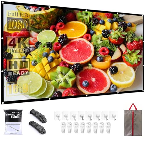 NMEPLAD Projector Screen 60 Inch Portable Movie Screen for Outdoor Indoor 16:9 Foldable Wrinkle-Free...