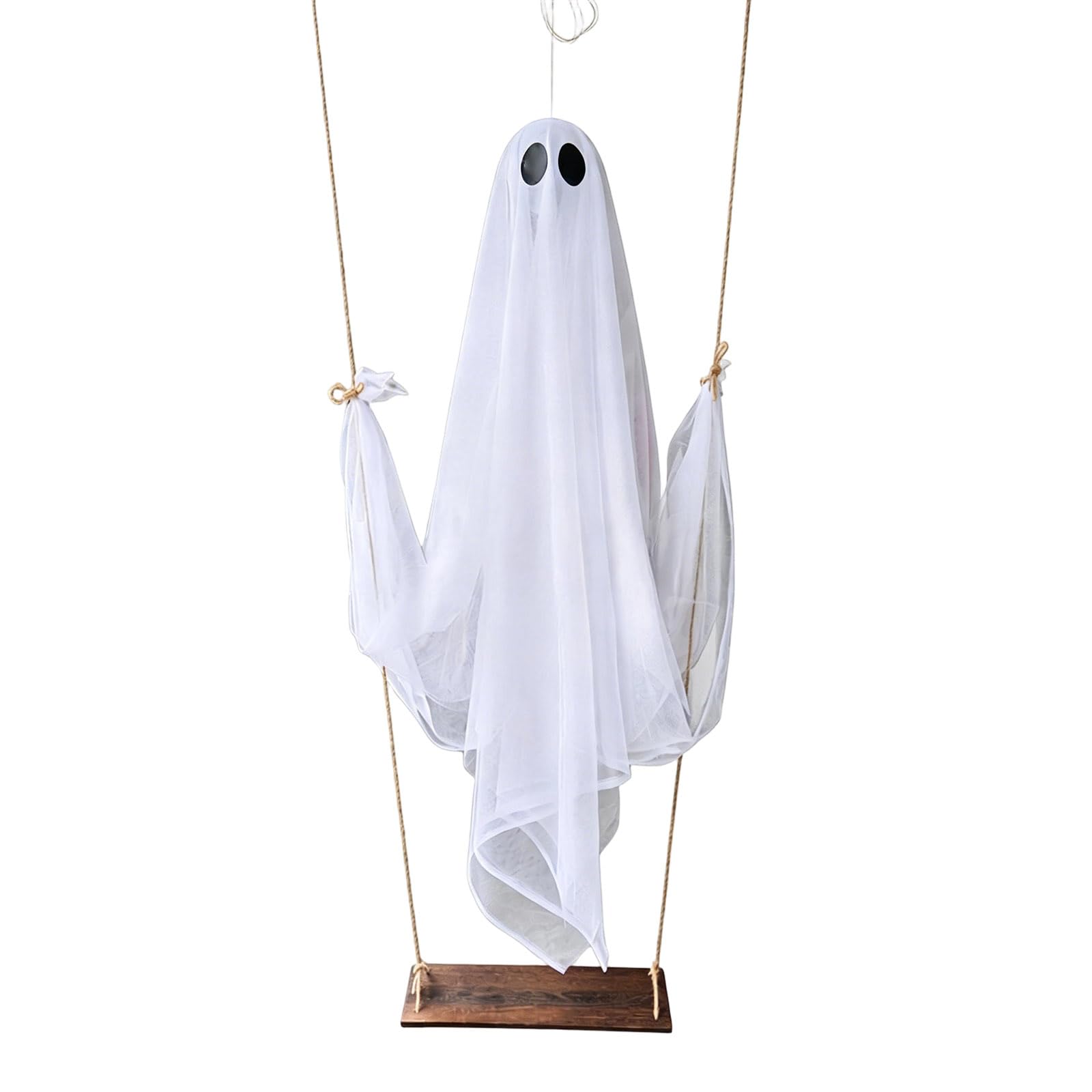 Halloween Hanging Specter Decoration with Swing Breathable Gauze and Wood Board Ornament Ideal for Door Window and Porch Drifting Manifestation Deck