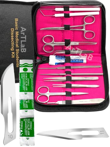 New Premium Stainless Steel Biology Lab/Anatomy/Medical Student Dissection Kit Set - Scalpel Knife Handle,Blades, Forceps, Scissors And Tweezers- Medical Students And Veterinary (Set Of 27 Each) #TOP2