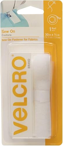 Marca Velcro – coser en sujetadores – Cinta adhesiva amplia de 3/4 pulgadas, Blanco, 30 pulgadas