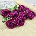 Olrla Fuchsia Artificial Rose Flower, 10 Faux Purple Roses Velvet Flower for Wedding Bouquets Home Office Garden Party Centerpiece Decoration (Purple 10)