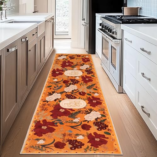 ROTTOGOON Hallway Runner Rug 2'x6' Washable Soft Floral Rug with Rubber Backing Stain Resistant Non-Slip Bohemian Runner Rugs for Hallway Entryway Laundry Room Kitchen Bathroom