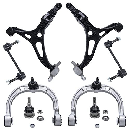 Image of Detroit Axle - 8pc Front Control Arms Kit for Mercedes Benz GL450 ML350 GL550 GL350 GL320 ML320 ML450 ML500 ML550, 4 Lower & Upper Control Arms w /Ball Joint 2 Sway Bars 2 Lower Ball Joints Replacement
